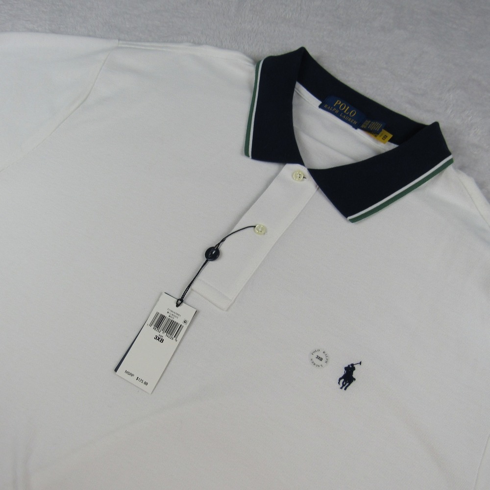 Polo Ralph Lauren Polo Shirt Mens 3XB White NWT Classic Tipped Collar Pony Logo
